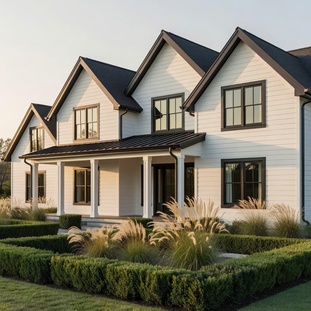 Modern Farmhouse home exterior — visualized with DecorAI